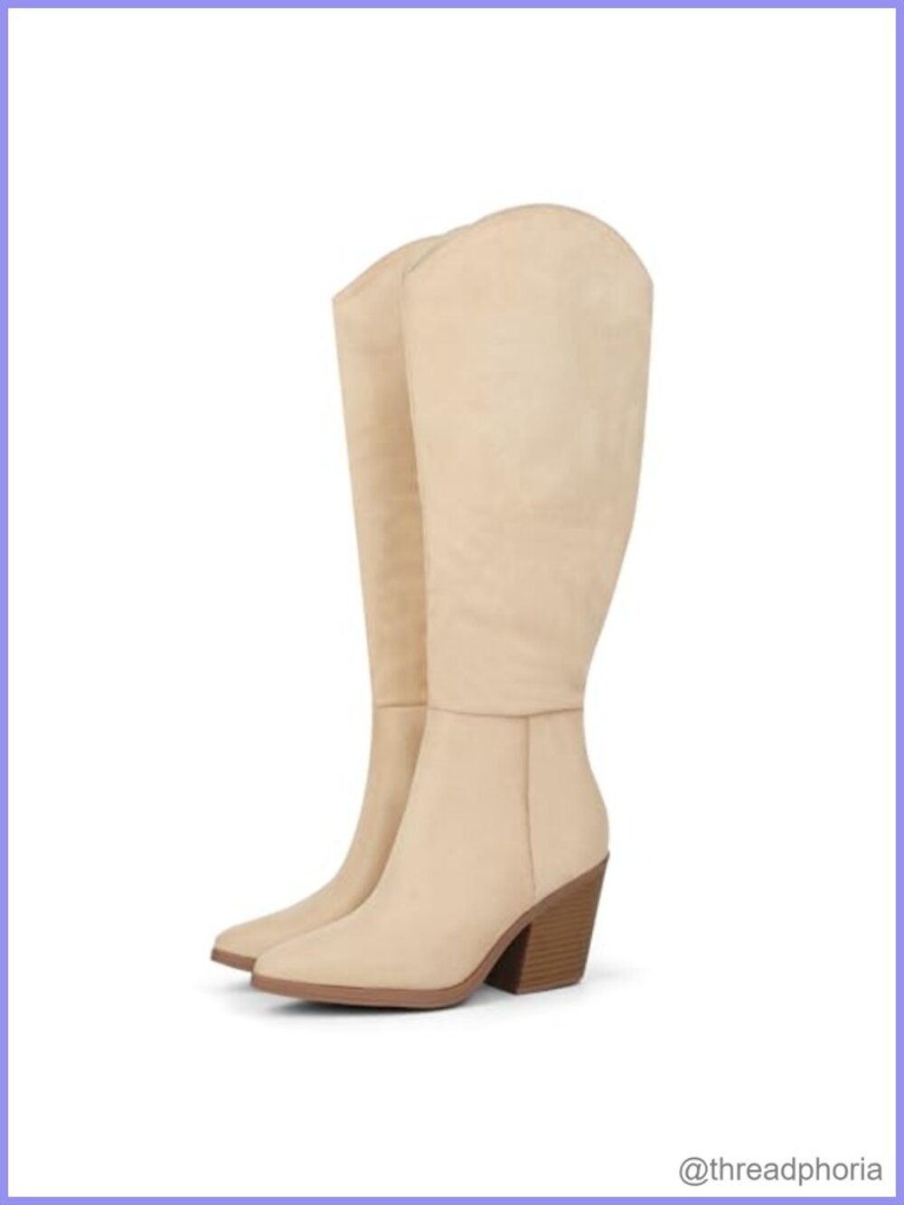 Hawkwell Faux Suede Knee-High Boots Pointed Toe Block Heel Side Zip Women's